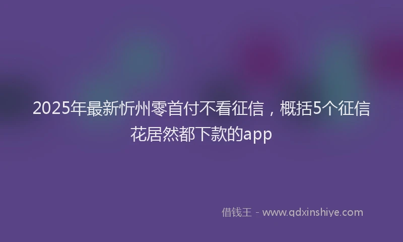 2025年最新忻州零首付不看征信，概括5个征信花居然都下款的app