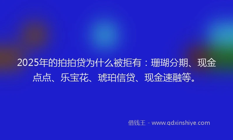 2025年的拍拍贷为什么被拒有：珊瑚分期、现金点点、乐宝花、琥珀信贷、现金速融等。