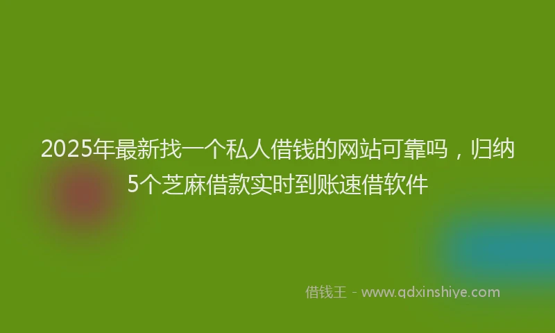 2025年最新找一个私人借钱的网站可靠吗，归纳5个芝麻借款实时到账速借软件