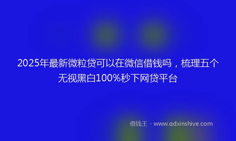 2025年最新微粒贷可以在微信借钱吗，梳理五个无视黑白100%秒下网贷平台