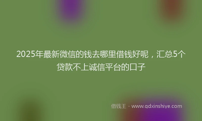 2025年最新微信的钱去哪里借钱好呢，汇总5个贷款不上诚信平台的口子