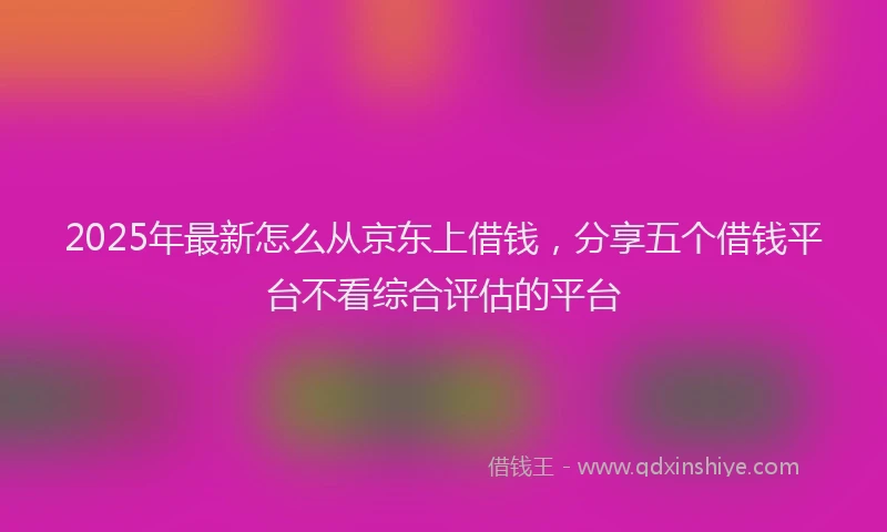2025年最新怎么从京东上借钱，分享五个借钱平台不看综合评估的平台