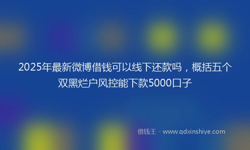 2025年最新微博借钱可以线下还款吗，概括五个双黑烂户风控能下款5000口子