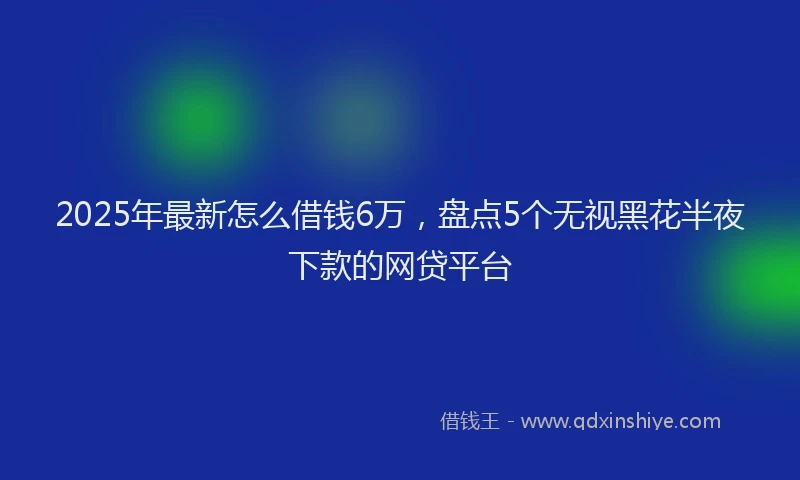 2025年最新怎么借钱6万，盘点5个无视黑花半夜下款的网贷平台