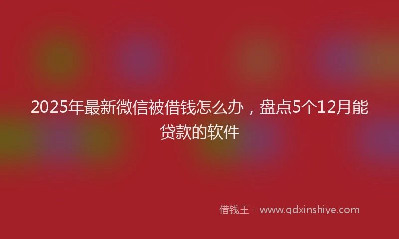 2025年最新微信被借钱怎么办，盘点5个12月能贷款的软件