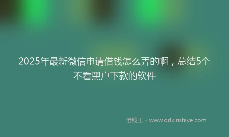 2025年最新微信申请借钱怎么弄的啊，总结5个不看黑户下款的软件