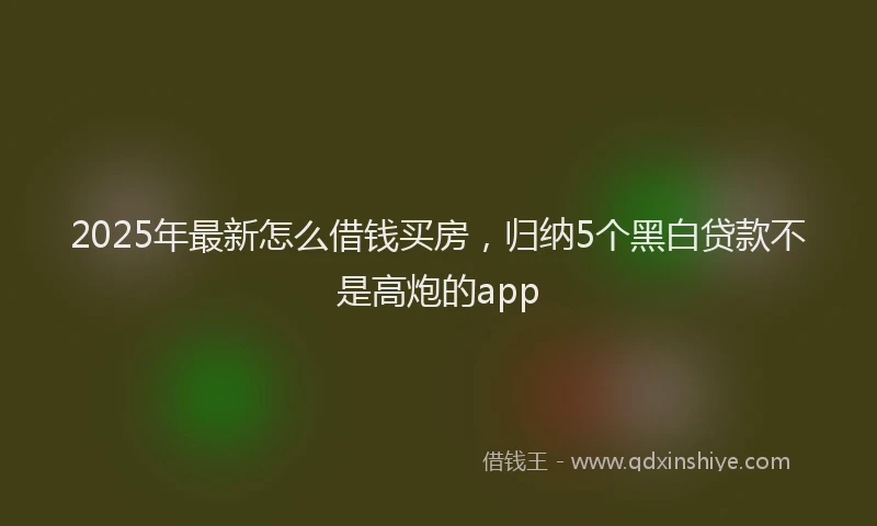 2025年最新怎么借钱买房，归纳5个黑白贷款不是高炮的app
