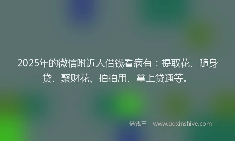 2025年的微信附近人借钱看病有：提取花、随身贷、聚财花、拍拍用、掌上贷通等。