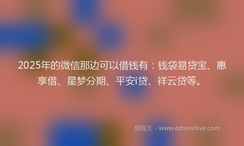 2025年的微信那边可以借钱有：钱袋易贷宝、惠享借、星梦分期、平安i贷、祥云贷等。