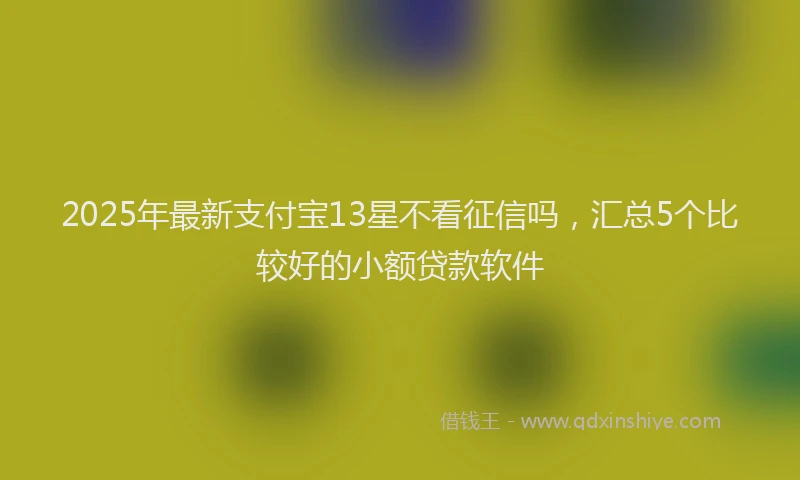 2025年最新支付宝13星不看征信吗，汇总5个比较好的小额贷款软件