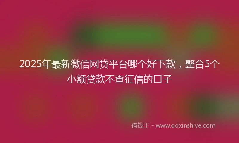 2025年最新微信网贷平台哪个好下款，整合5个小额贷款不查征信的口子