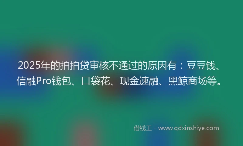 2025年的拍拍贷审核不通过的原因有：豆豆钱、信融Pro钱包、口袋花、现金速融、黑鲸商场等。