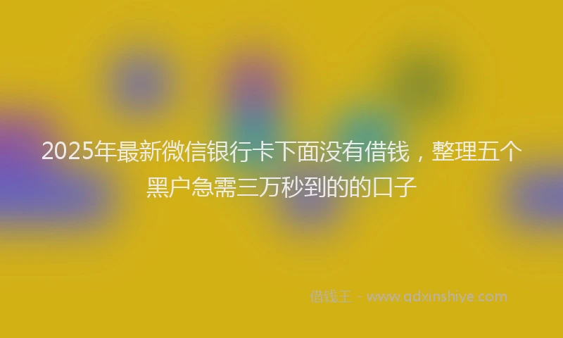 2025年最新微信银行卡下面没有借钱，整理五个黑户急需三万秒到的的口子