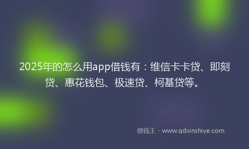 2025年的怎么用app借钱有：维信卡卡贷、即刻贷、惠花钱包、极速贷、柯基贷等。