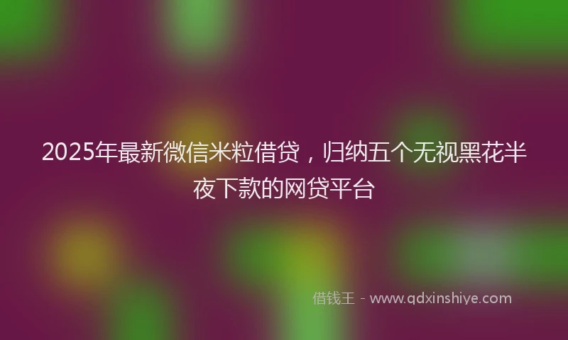 2025年最新微信米粒借贷，归纳五个无视黑花半夜下款的网贷平台