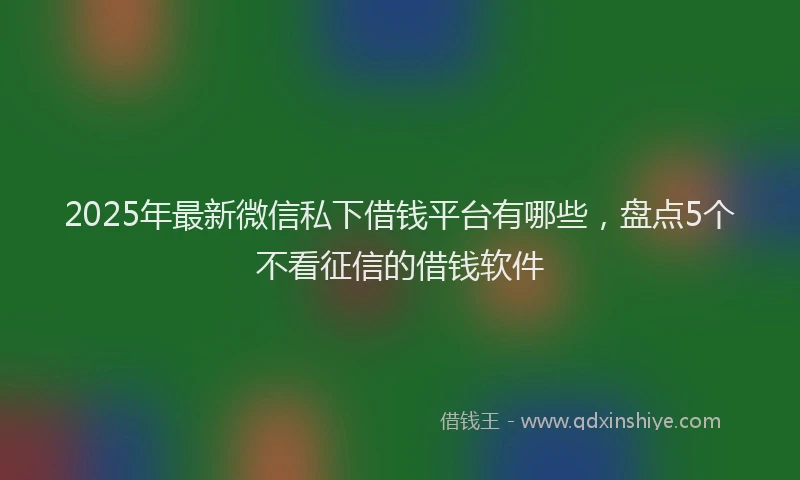 2025年最新微信私下借钱平台有哪些，盘点5个不看征信的借钱软件