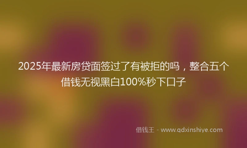 2025年最新房贷面签过了有被拒的吗，整合五个借钱无视黑白100%秒下口子