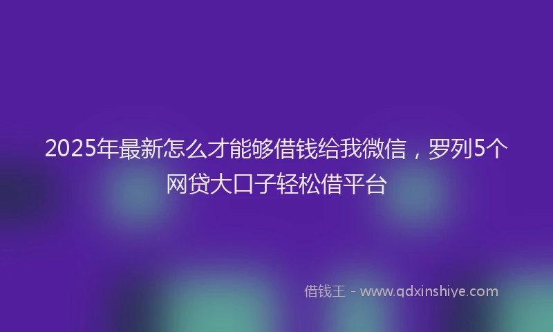 2025年最新怎么才能够借钱给我微信，罗列5个网贷大口子轻松借平台