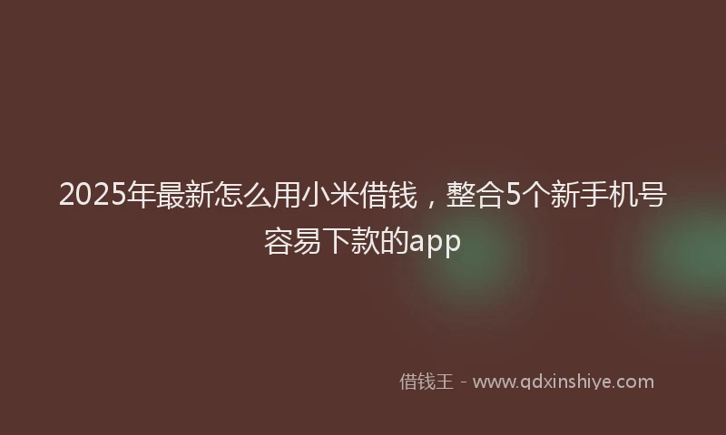 2025年最新怎么用小米借钱，整合5个新手机号容易下款的app