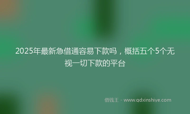 2025年最新急借通容易下款吗，概括五个5个无视一切下款的平台