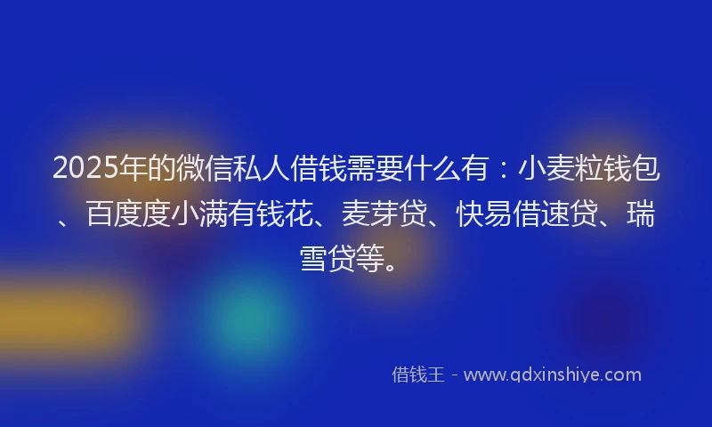 2025年的微信私人借钱需要什么有：小麦粒钱包、百度度小满有钱花、麦芽贷、快易借速贷、瑞雪贷等。
