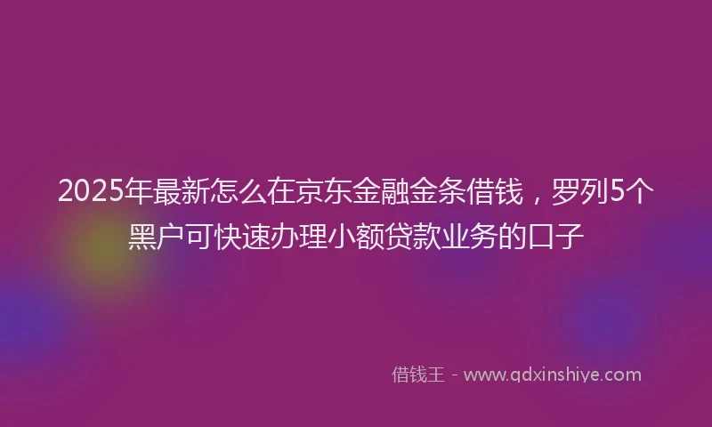 2025年最新怎么在京东金融金条借钱，罗列5个黑户可快速办理小额贷款业务的口子