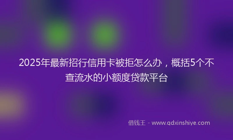 2025年最新招行信用卡被拒怎么办，概括5个不查流水的小额度贷款平台