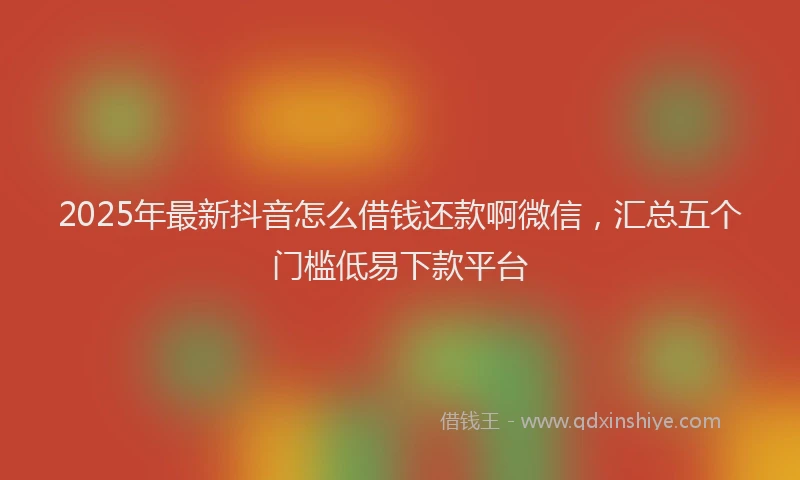 2025年最新抖音怎么借钱还款啊微信，汇总五个门槛低易下款平台