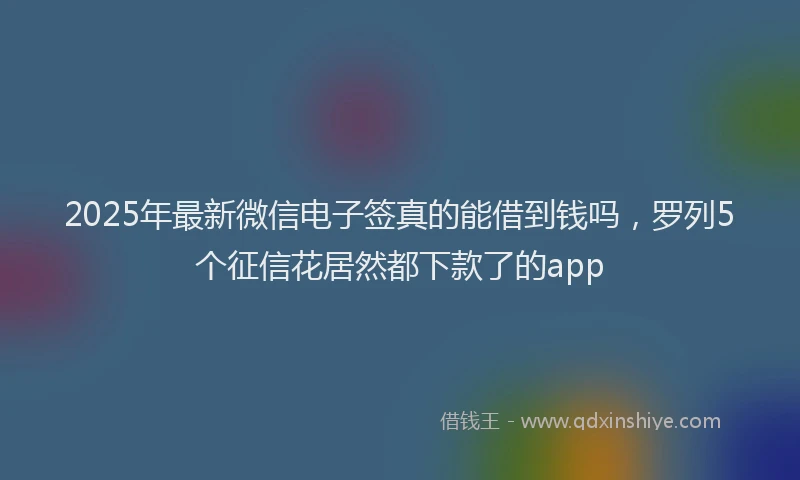 2025年最新微信电子签真的能借到钱吗，罗列5个征信花居然都下款了的app