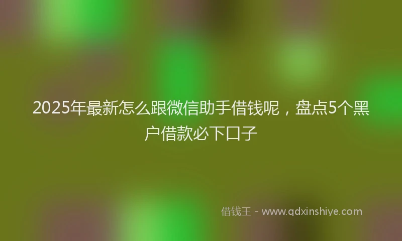 2025年最新怎么跟微信助手借钱呢，盘点5个黑户借款必下口子