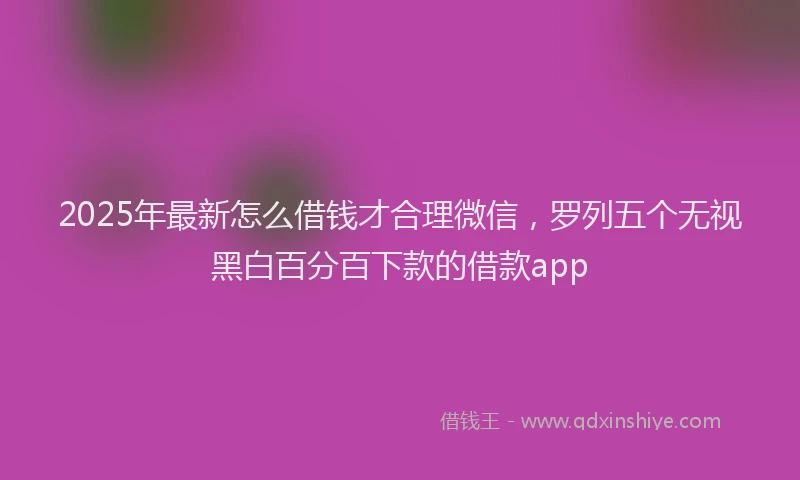2025年最新怎么借钱才合理微信，罗列五个无视黑白百分百下款的借款app