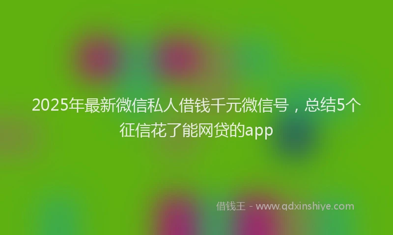2025年最新微信私人借钱千元微信号，总结5个征信花了能网贷的app