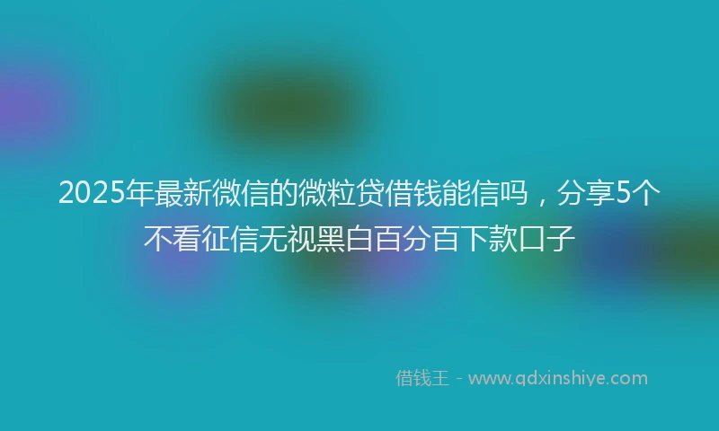 2025年最新微信的微粒贷借钱能信吗，分享5个不看征信无视黑白百分百下款口子