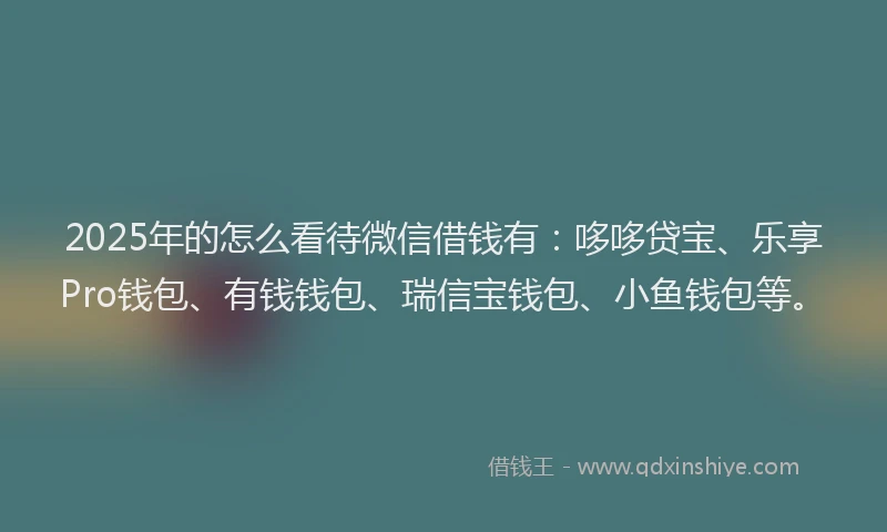 2025年的怎么看待微信借钱有：哆哆贷宝、乐享Pro钱包、有钱钱包、瑞信宝钱包、小鱼钱包等。