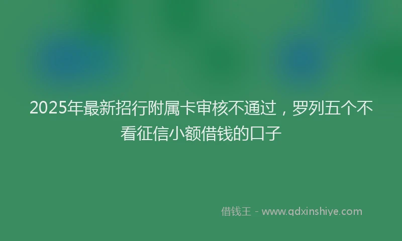 2025年最新招行附属卡审核不通过，罗列五个不看征信小额借钱的口子
