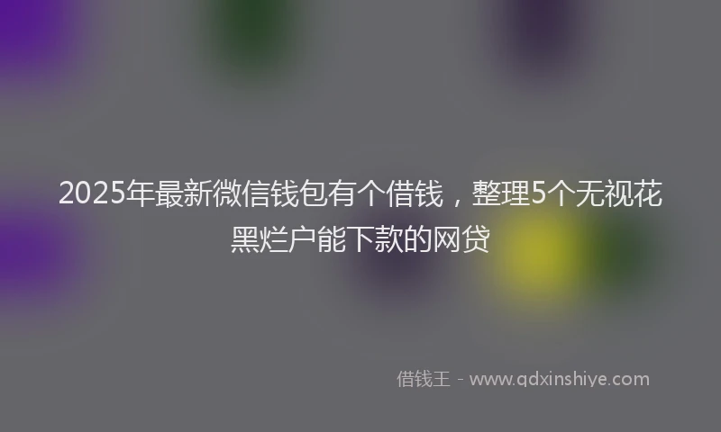 2025年最新微信钱包有个借钱，整理5个无视花黑烂户能下款的网贷