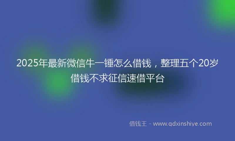 2025年最新微信牛一锤怎么借钱，整理五个20岁借钱不求征信速借平台