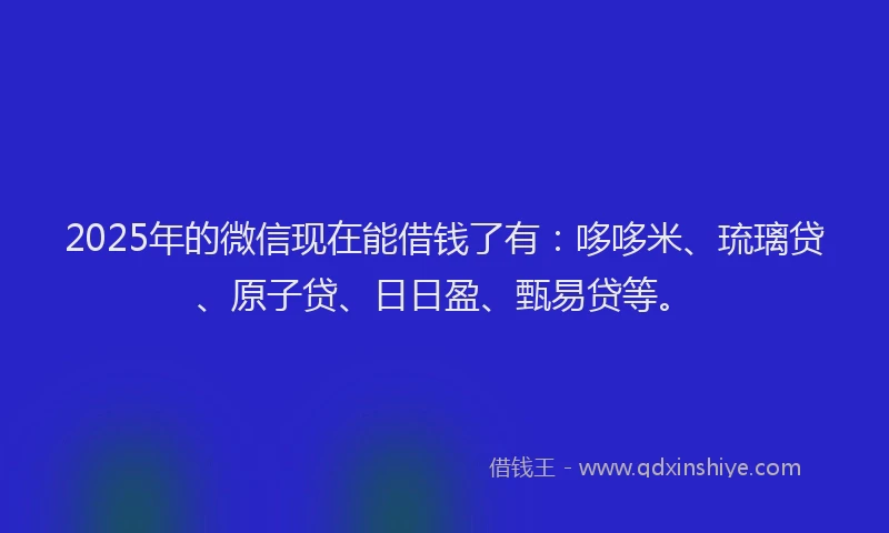 2025年的微信现在能借钱了有：哆哆米、琉璃贷、原子贷、日日盈、甄易贷等。