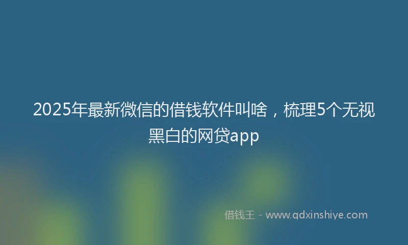 2025年最新微信的借钱软件叫啥，梳理5个无视黑白的网贷app