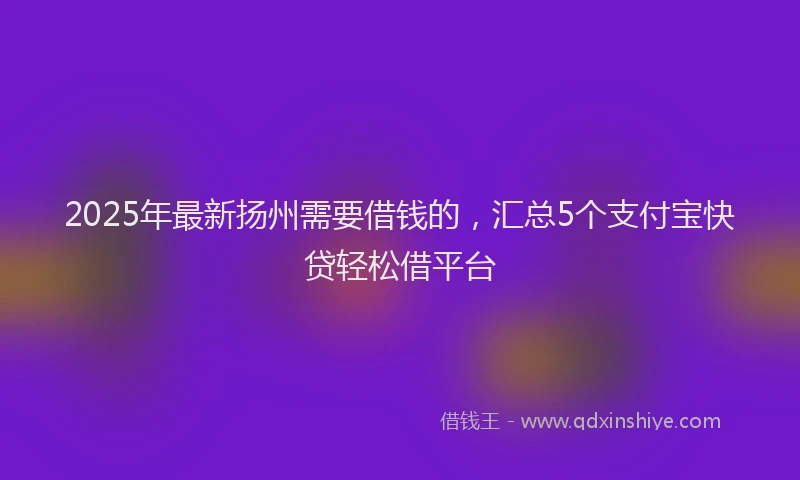 2025年最新扬州需要借钱的，汇总5个支付宝快贷轻松借平台
