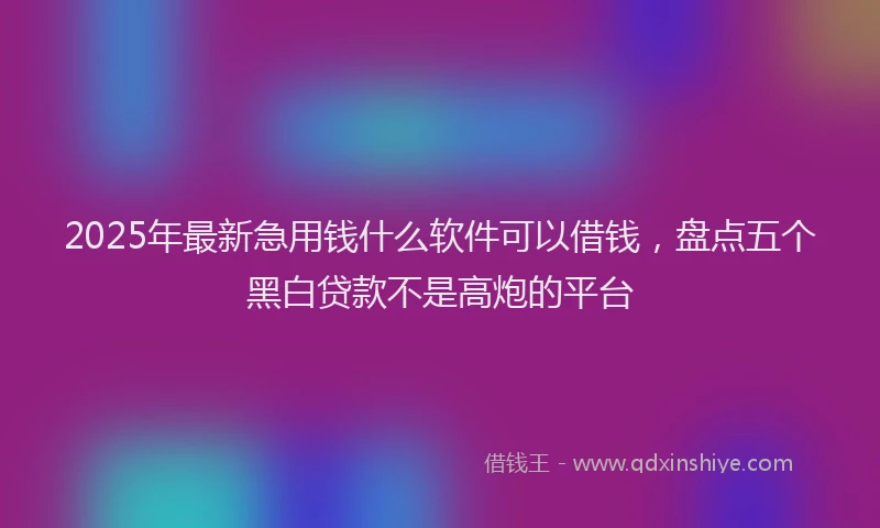 2025年最新急用钱什么软件可以借钱，盘点五个黑白贷款不是高炮的平台