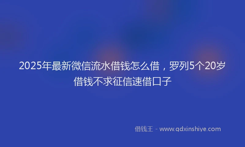 2025年最新微信流水借钱怎么借，罗列5个20岁借钱不求征信速借口子