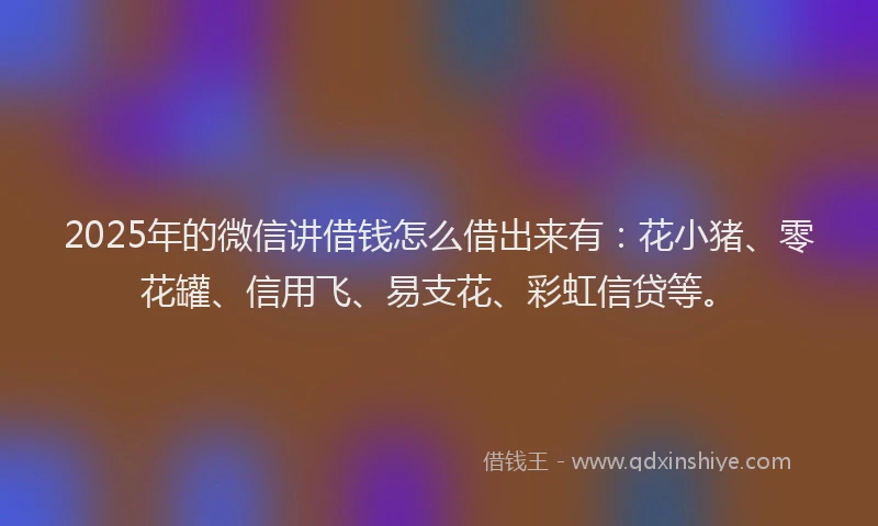 2025年的微信讲借钱怎么借出来有：花小猪、零花罐、信用飞、易支花、彩虹信贷等。