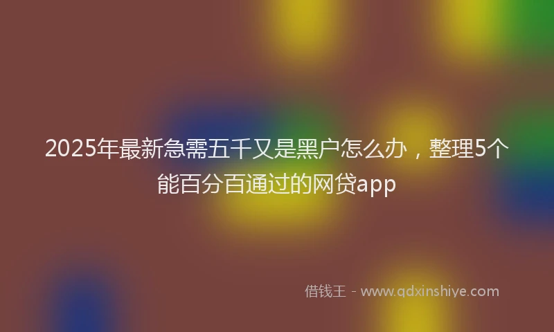 2025年最新急需五千又是黑户怎么办，整理5个能百分百通过的网贷app
