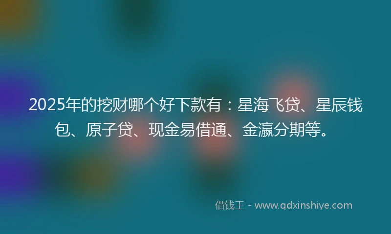 2025年的挖财哪个好下款有：星海飞贷、星辰钱包、原子贷、现金易借通、金瀛分期等。