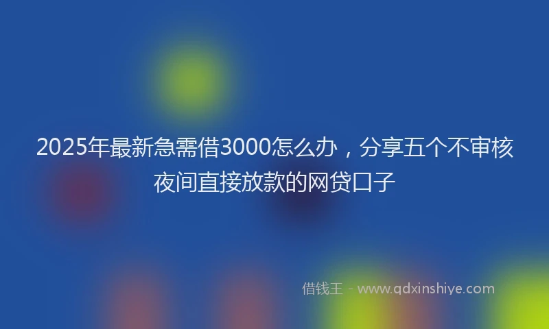 2025年最新急需借3000怎么办，分享五个不审核夜间直接放款的网贷口子