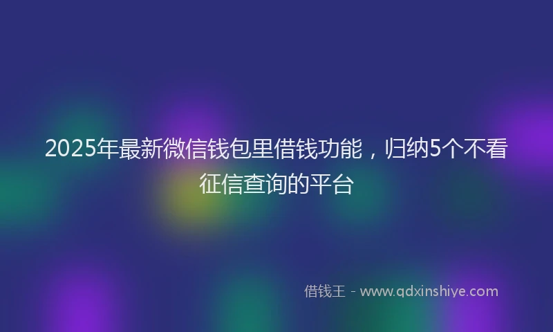 2025年最新微信钱包里借钱功能，归纳5个不看征信查询的平台