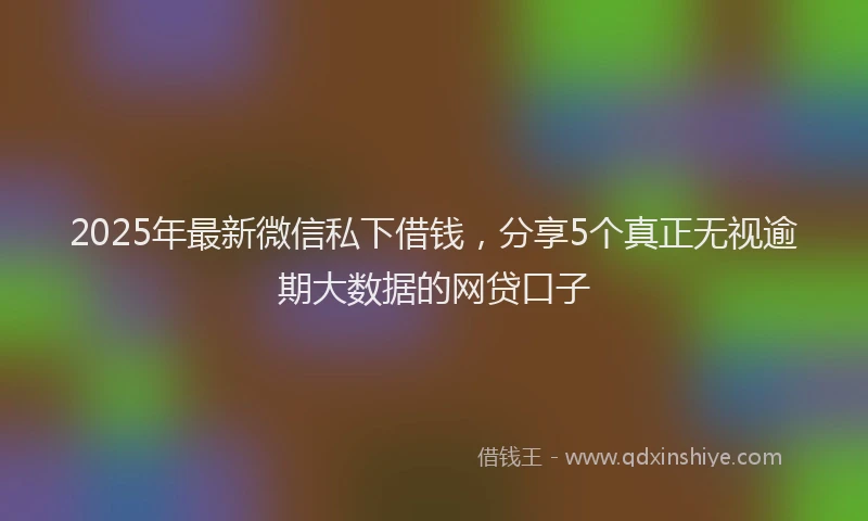 2025年最新微信私下借钱，分享5个真正无视逾期大数据的网贷口子