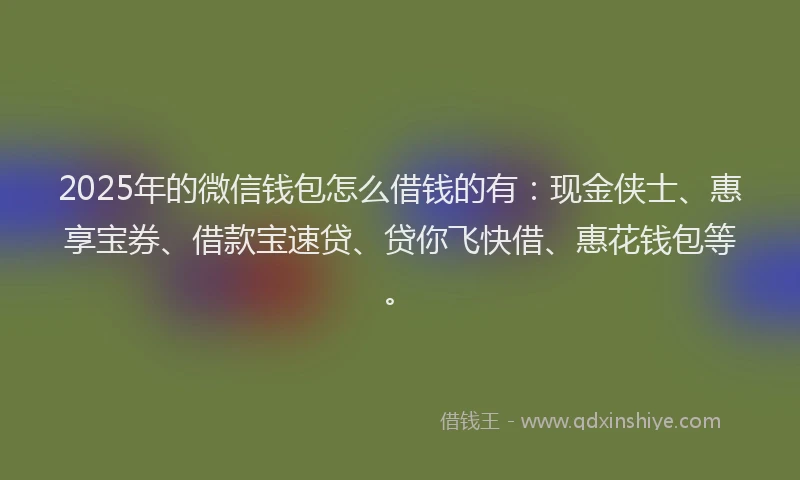 2025年的微信钱包怎么借钱的有：现金侠士、惠享宝券、借款宝速贷、贷你飞快借、惠花钱包等。