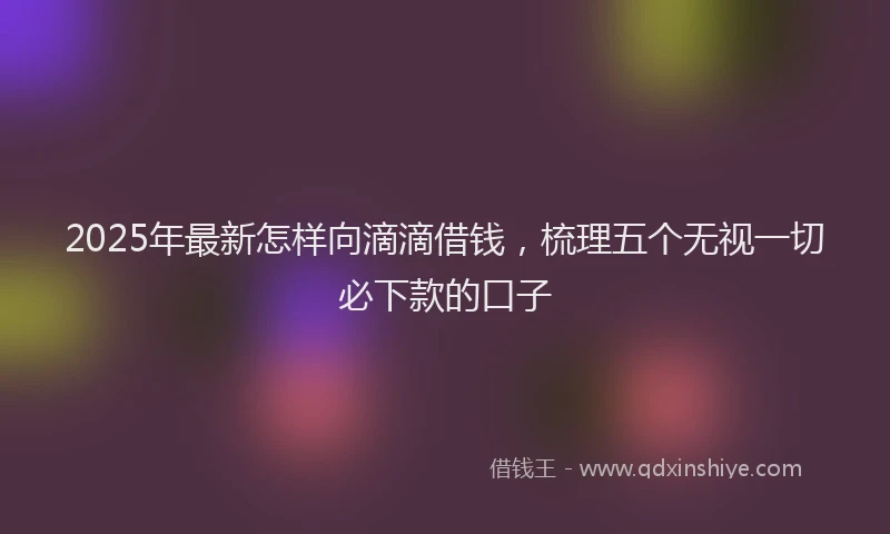 2025年最新怎样向滴滴借钱，梳理五个无视一切必下款的口子